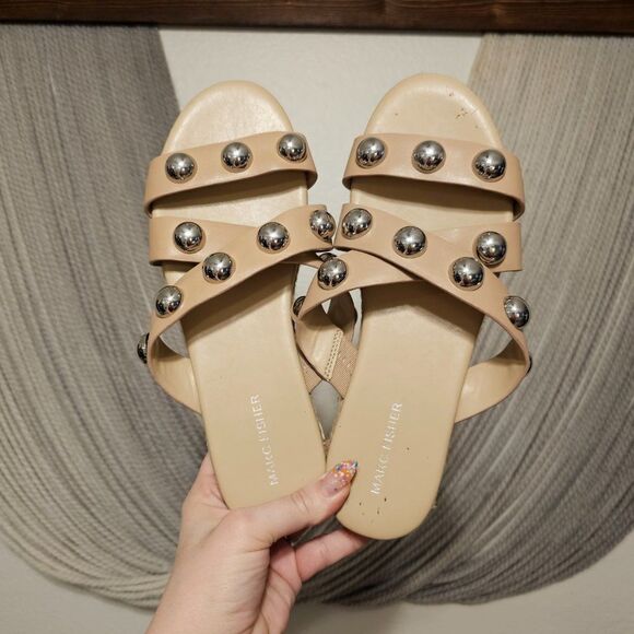 Marc Fisher Prisca Ball Studded Sandals Sz 10 - Picture 2 of 7